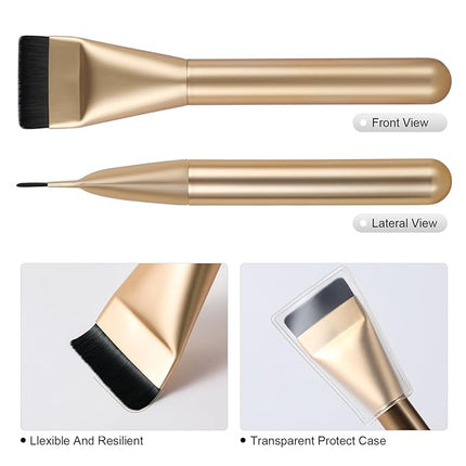 Flat Foundation Brush,Korean Makeup Brush Spatula Facial Brush for Liquid Foundation,Premium Face Makeup Brush for Blending Cream (Champagne)