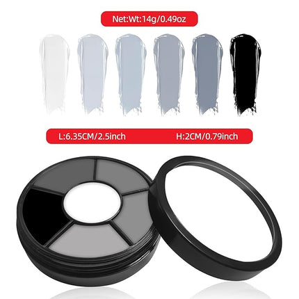 Go Ho 6 Colors Grey Face Body Paint,Cream Washable Formula Face Painting for Halloween Cosplay,Body Paint SFX Makeup Palette,Professional Face Paint Gray Vampire Zombie Makeup