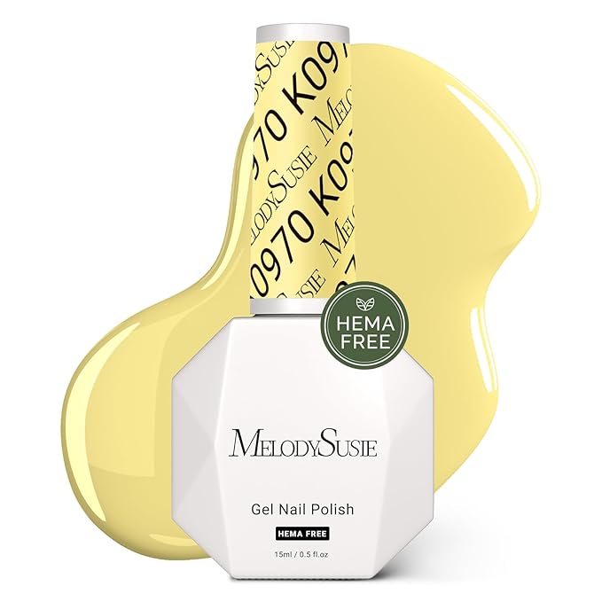 MelodySusie Hema Free Gel Nail Polish, 0.5 Fl Oz Thick Light Yellow Gel Polish, Non-Toxic, Long Lasting, Soak Off UV Nail Polish, Manicure Nail Design Salon DIY Nail Art at Home K0970