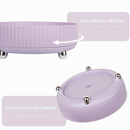 Anyoifax Makeup Perfume Organizer Tray 360 Degree Rotating Lazy Susan Skincare Lotion Organizer Spinning Cosmetics Storage for Dresser, Vanity, Bathroom Countertop, Small Purple
