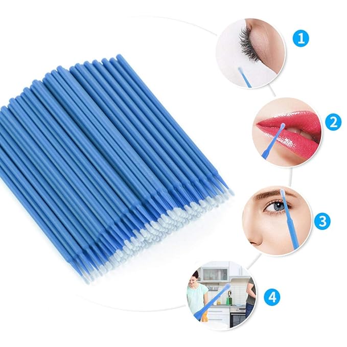 BTYMS 200 Pieces Disposable Micro Applicators Brush Dental Mascara Brushes Micro Swabs Microbrush for Lash Extensions