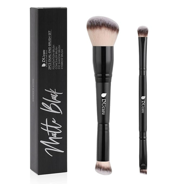 DUcare Makeup Brushes 2Pcs Dual-ended Foundation Brush 2-in-1 Concealer Brush Face Eyebrow Eyeshadow Brush for Liquid, Powder, Buffing, Blending, Contouring Foundation Make Up Brushes