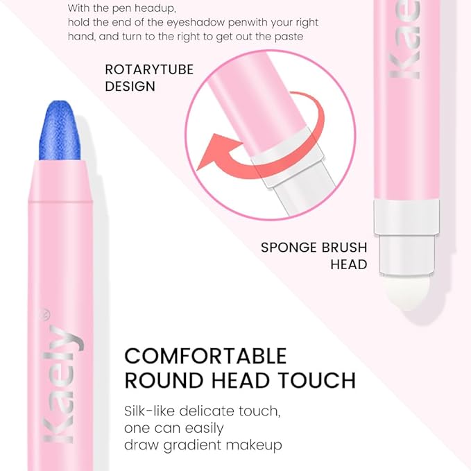 Kaely 2in1 Cream Eye Shadow Brightener Sticks for Eyes, Pencil Eyeshadow Applicator Stick Waterproof Pigmented, Eye Shadow Palette Highlighter Makeup, sombras para ojos, 13 Royal Blue Shimmer
