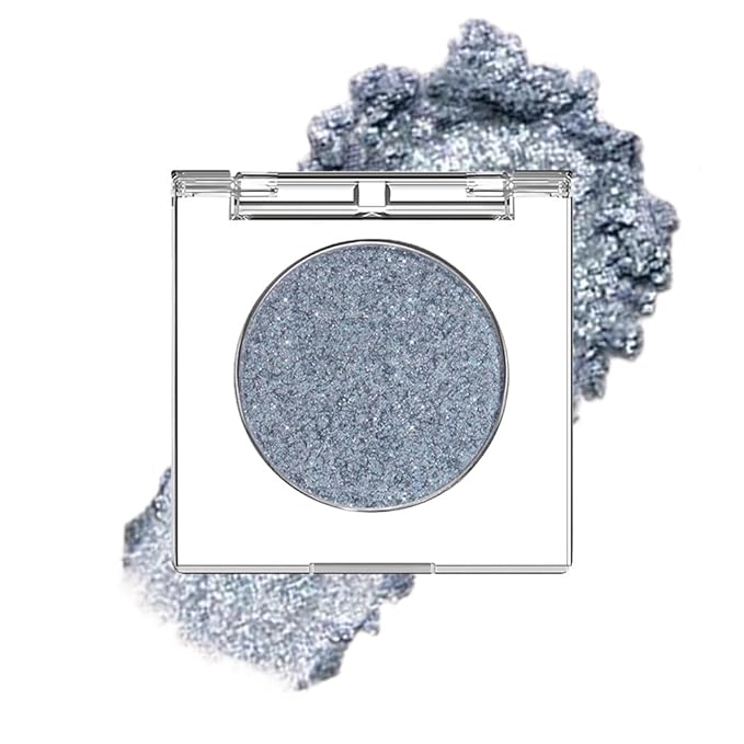 Glitter Shimmer Sparkle Eye Shadow Palette Makeup for Women, Shimmer Blue Glitter Metallic Holographic Iridescent Cream Iridescent Single Monochrome Eyeshadow Makeup