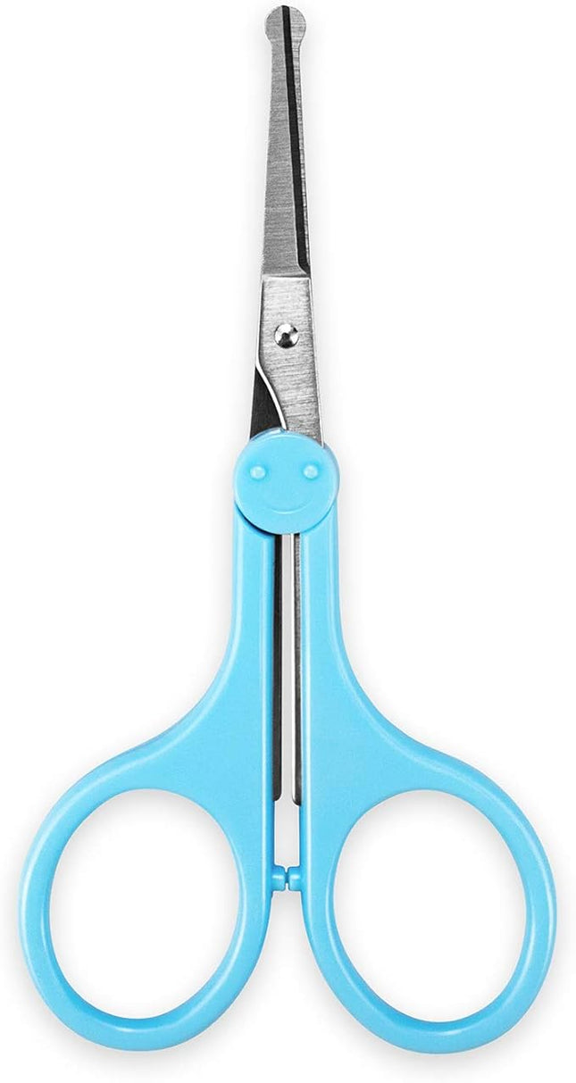 Eyebrow Scissors, Small Scissors for Facial, Nose, Eyebrow, Mustache, and Beard Hair Trimming & Grooming, Safety Edge, Blue Long Cap