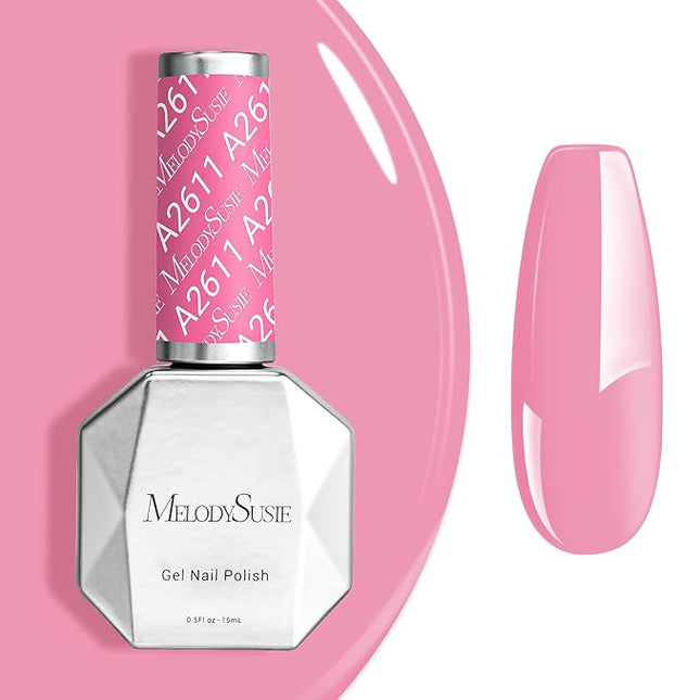 MelodySusie 0.5fl oz Rose Pink Gel Nail Polish, Nails Soak Off UV LED Peachy Pink Gel Polish Gift for Women Nail Art Manicure Salon DIY Nail Design Decoration at Home-A2611
