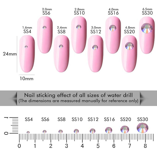 288Pcs Light-Purple Ab Crystal Rhinestones,Glass Flatback Rhinestones Gemstones for Nail Face Makeup Art Crafts Clothes Decoration-SS30,6.5mm,Light-Purple Ab