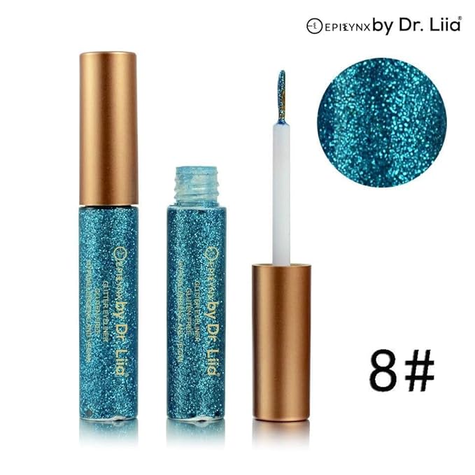 by Dr. Liia Hypoallergenic Eyeliner, Glitter Liquid Eyeliner I Gluten Free and Vegan for Sensitive Skin (8: Blue)