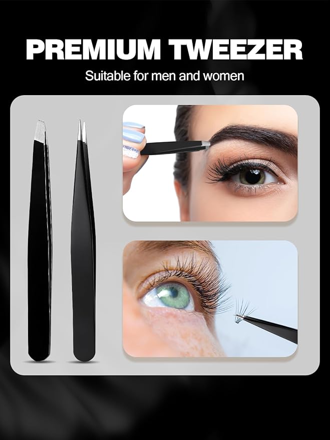 10X&40X Magnifying Mirrors with Suction Cups and 2 Tweezers Set，3.5 inches Magnified Makeup Mirror, Black, 2PCS