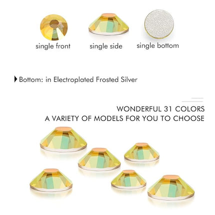 1440Pcs Metallic Sunshine Crystal Rhinestones,Glass Flatback Rhinestones Gemstones Mini for Nail Face Makeup Art Crafts Clothes Decoration -(SS8,2.4mm,Metallic Sunshine)