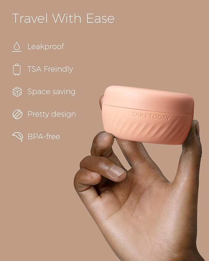 TakeToday Travel Containers for Toiletries, Leak-proof, TSA Approved, Refillable Silicone Cream Jars with Lid Travel Size Essential for Cosmetic toiletry Cream, 2 &3oz, 4 Pack (Apricot)