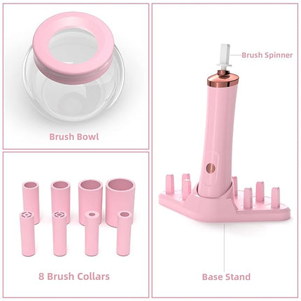 Makeup Brush Cleaner Dryer, Neeyer Super-Fast Electric Brush Cleaner Machine Automatic Brush Cleaner Spinner Pink color…