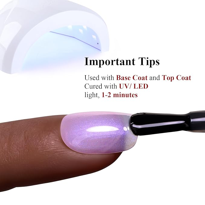 Pearl Gel Nail Polish, Purple Transparent Shimmer Shell Nail Gel Polish Glitter Mermaid Gel Polish Iridescent Pearlescent Sparkle Spring Summer Nail Polish Soak Off Led UV Manicure 15ML