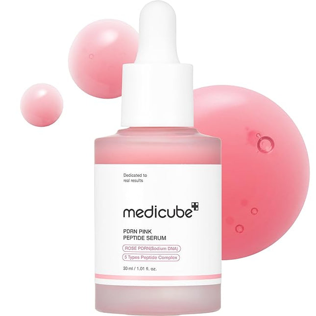 medicube PDRN Pink Peptide Serum with Rose PDRN | Vegan Pink Glow Serum with Peptides & Niacinamide for Hydration & Firm-Looking Skin | Uneven Tone Care | Korean Skincare, 1.01 fl. Oz