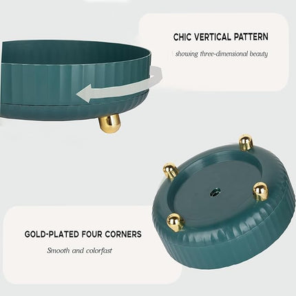 Anyoifax Makeup Perfume Organizer Tray 360 Degree Rotating Lazy Susan Skincare Lotion Organizer Spinning Cosmetics Storage for Dresser, Vanity, Bathroom Countertop, Small Teal Green