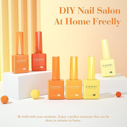 CANNI Orange Gel Nail Polish Set – 6 Colors (Fire Orange, Yellow, Amber, Pumpkin, Sunset), 9ML Soak Off UV LED Nail Gel Kit for Fall Nail Art & DIY Manicure