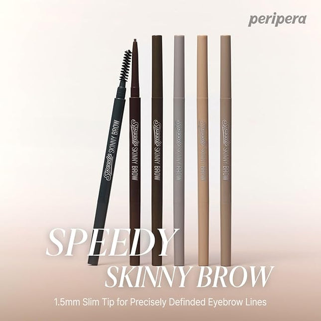 PERIPERA Speedy Skinny Brow (08 Taupe Beige), 1.5mm Precise Eyebrow Pencil, Dual-Sided Fine Tip Shades, Define Fills Brow Make up, K Beauty, Korean Make-up