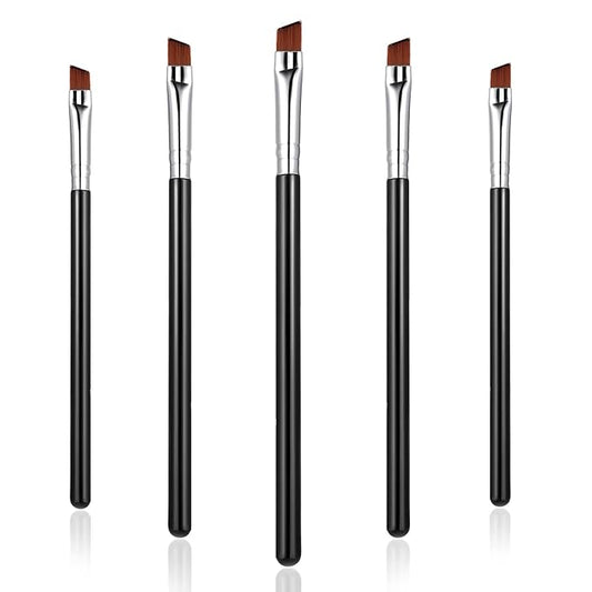 5Pcs Angled Eyeliner Brush, Fine Slanted Flat Angle Eye Liner Eyebrow Brush Eye Makeup Brush Soft Fibers Synthetic Bristles Eye Makeup Tool