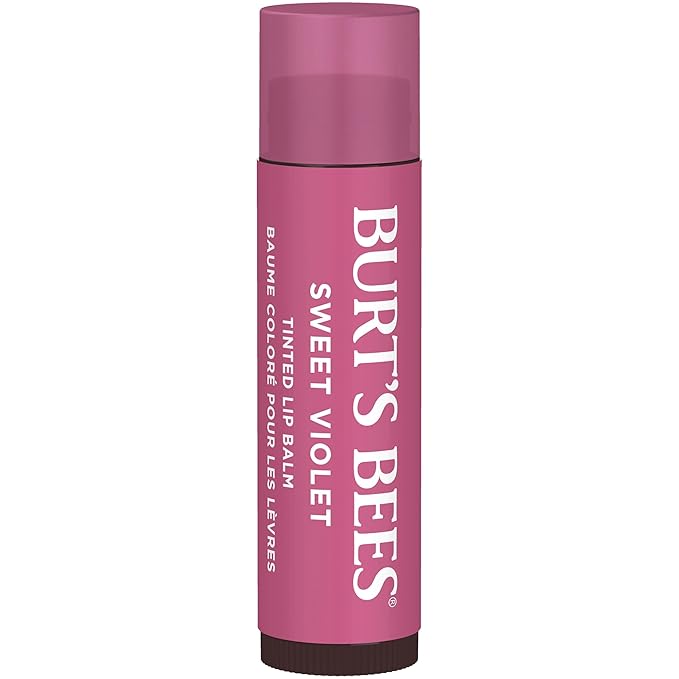 Burt's Bees Lip Tint Balm with Long Lasting 2 in 1 Duo Tinted Balm Formula, Color Infused with Deeply Hydrating Shea Butter for a Natural Looking Buildable Finish, Sweet Violet (2-Pack)
