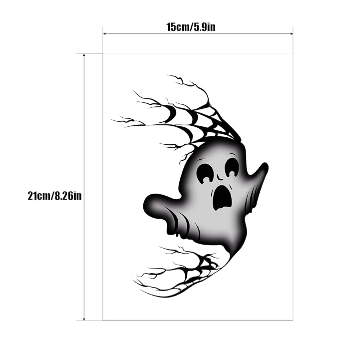 Halloween Ghost Tattoo, Scary Ghost Tattoos, Face Temporary Tattoo Sticker, Temporary Makeup Tattoo Stickers for Halloween Cosplay Party DIY Decorations - 8Pcs