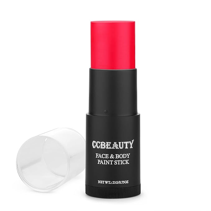 CCbeauty Neon Pink Face Paint Stick, UV Pink Face Painting Kit, Full Coverage SFX Makeup Foundation, Professional Non-Toxic Body Paint for Halloween Costume Cosplay Party, Glow In The Dark Makeup