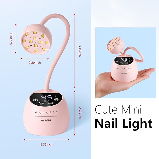 Makartt UV LED Nail Lamp - Gooseneck UV Light for Gel Nails Cherie Cordless USB 39W Nail Dryer Gel Lamp with 4 Times & Auto Sensor Professional Fast Flash Curing Polish Nail Art