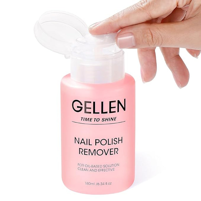 Gellen Nail Polish Remover Raspberry Scent, Acetone Free Nail Polish Remover for Quick Dry Nail Polishes, Gentle Nail Polish Removal Pump with Vitamin E, Fingernail Polish Remover 6.09 Fl Oz