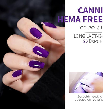 CANNI Purple Gel Nail Polish Set – 6 Colors 9ML Violet, Dark Purple, Lavender, Pastel Pink – Soak Off UV LED Nail Gel Kit for DIY Art, Summer Manicure, Home or Salon Use