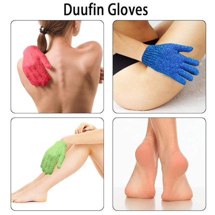 Duufin 28 Pcs Exfoliating Gloves Bath Gloves Body Wash Mitt Scrubbing Exfoliator Glove for Shower, Spa, Massage, Body Scrub, Dead Skin Cell Remover