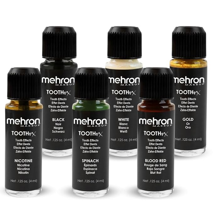 Mehron Makeup Tooth FX Blood Red | Temporary Red Tooth Paint | Perfect for Creating Red Teeth FX, Rotten Teeth Makeup, & Bloody Teeth SFX for Halloween, Cosplay, & Theater .125 oz (4 ml)
