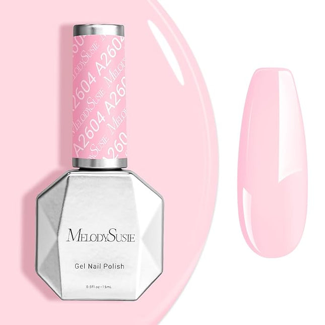 MelodySusie 0.5fl oz Sakura Pink Gel Nail Polish, Nails Soak Off UV LED Bright Pink Gel Polish Gift for Women Nail Art Manicure Salon DIY Nail Design Decoration at Home-A2604