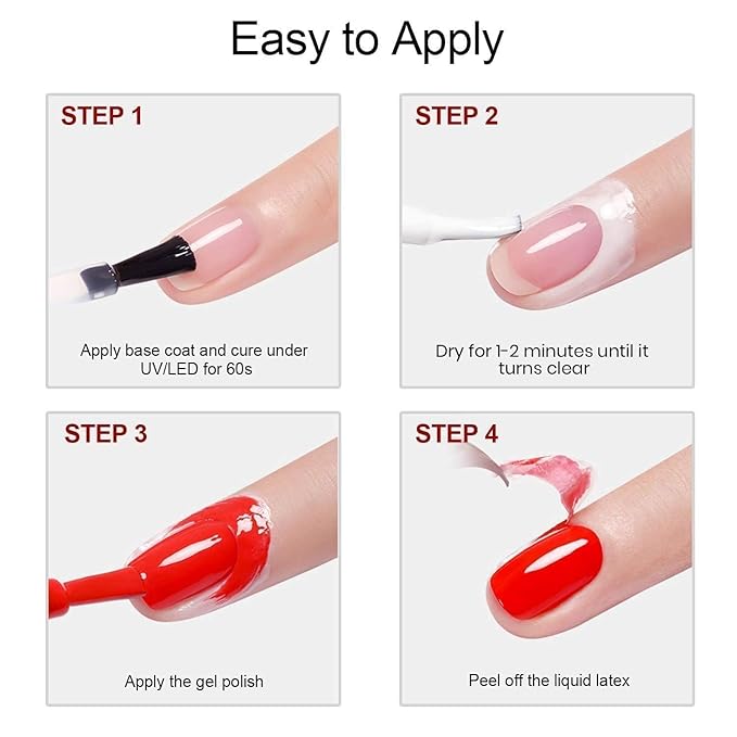 Beetles 3Pcs 15ml Gel Polish Top Coat Base Coat and Liquid Peel Off Latex Set No Wipe Base Top Coat Soak Off Uv LED Nail Lamp Finish Nails Cuticle Guard Nail Art Design Manicure Kit Nail Shine Gifts