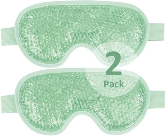 NEWGO Cooling Eye Mask for Puffy Eyes, Cold Eye Mask Eye Ice Pack for After Eyes Surgery, Tension Stress Relief, Itchy Eyes, Headaches, Dark Circles - Blue (Green-2Pack)