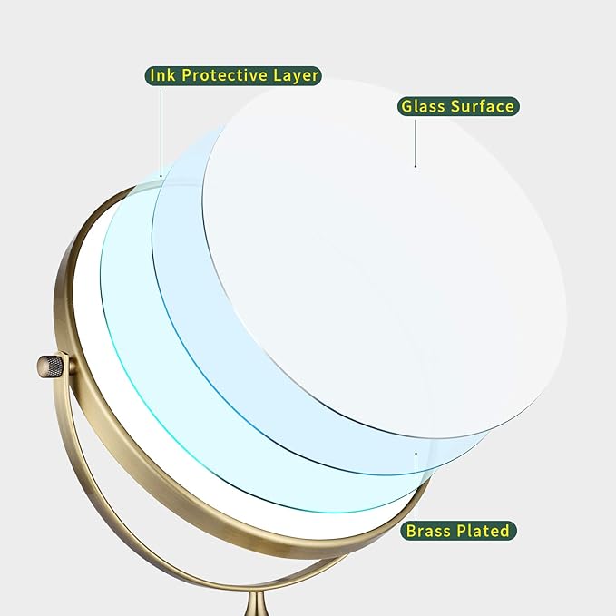 Nicesail Tabletop Makeup Mirror, Double-Side 1X-10X, 360 Swivel Magnifying Mirror for Table Desk Make up Vanity, No Light Antique Bronze (8 Inch, 10X)