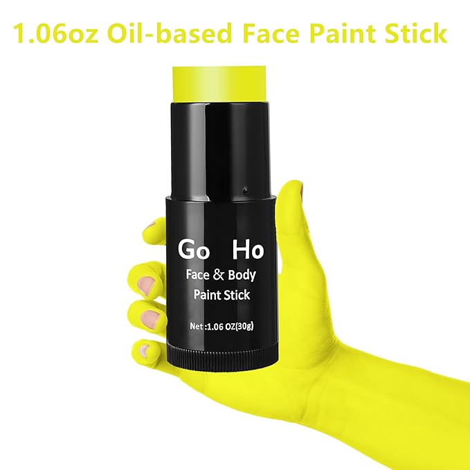 Go Ho Cream-Blendable Light Yellow Face Paint (1.06 oz),Eye Black Sports Stick,Full-coverage Pale Yellow Face Body Paint Stick for Party Halloween Cosplay SFX Makeup