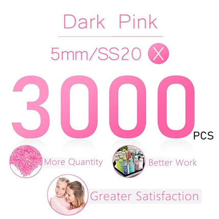 qiipii 3000PCS 5mm Dark Pink AB Resin Rhinestones Bulk for Crafts Pink AB Flatback Jelly Rhinestones Pack SS20 Non-Hotfix Stones Diamonds Crystals Gems for Mugs Tumblers Bottles DIY Crafts Decoration