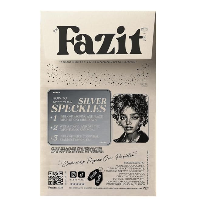 Makeup Patches - Silver - Face Glitter Makeup Speckles - Glow Up Makeup Patches - Face Glitter Speckles Patches - Cute Glitter Makeup Accessories for Women - Cosmetic Glitter for Face - 6 Count