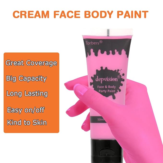 Depvision Face and Body Paint 1.7oz Cream Makeup 50ml Water Based Face Painting Special Effects For Adults Children Kids Halloween Christmas Party Stage Cosplay (Pink)