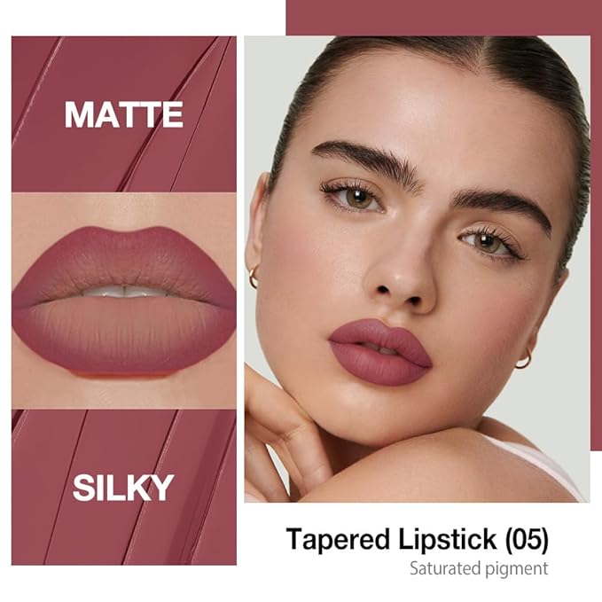 Kaely Mauve Gradient Matte Lipstick Lip Liner Pencil for Women, 2in1 Flawless Contour Gradual Ombre Effect Lip Pencil Makeup Waterproof, labiales mate 24 horas originales, 05