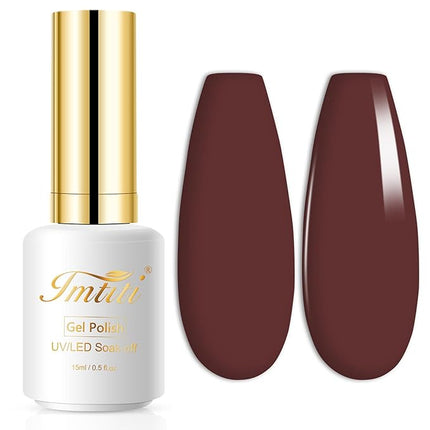 Imtiti Gel Nail Polish, 1 Pcs 15ml Maroon Brown Color Gel Polish Soak Off Nail Art Manicure Salon DIY Nail Lamp Gel Nail Design Decoration at Home Gift for Women, 0.5 Fluid Ounces