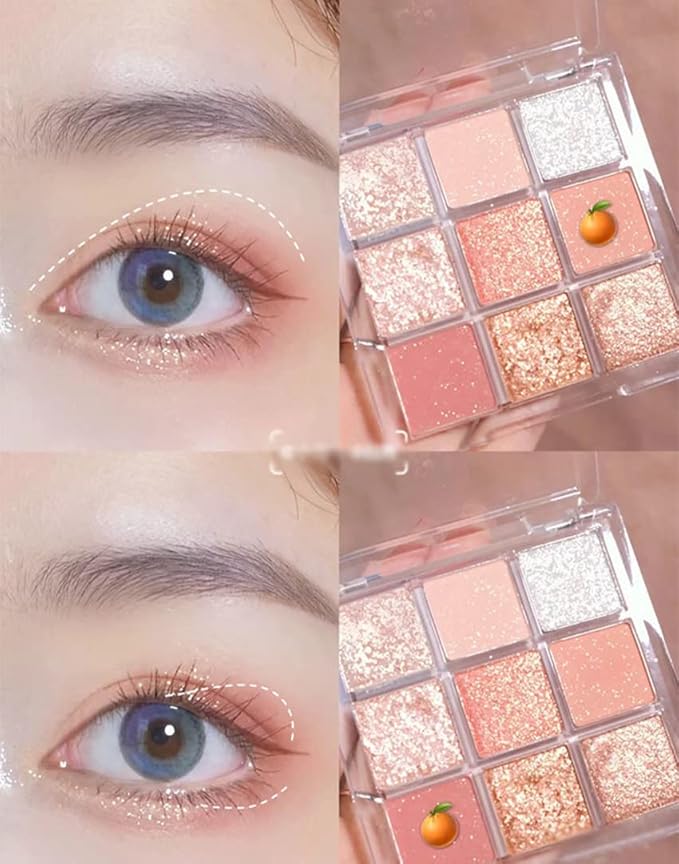 Kayswang 9 colors glitter eyeshadow palette makeup palette matte high pigment color cream texture palette in autumn and winter long lasting and waterproof (4PC), Number Of Items 1, 0.0353 Ounce