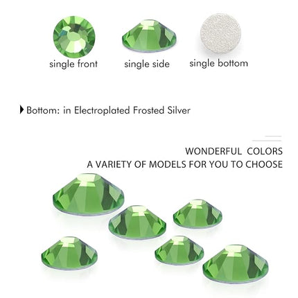 3000Pcs Light Green Crystal Rhinestones,Glass Flatback Rhinestones Gemstones Mini for Nail Face Makeup Art Crafts Clothes Decoration - (SS8,2.4mm,Light Green)