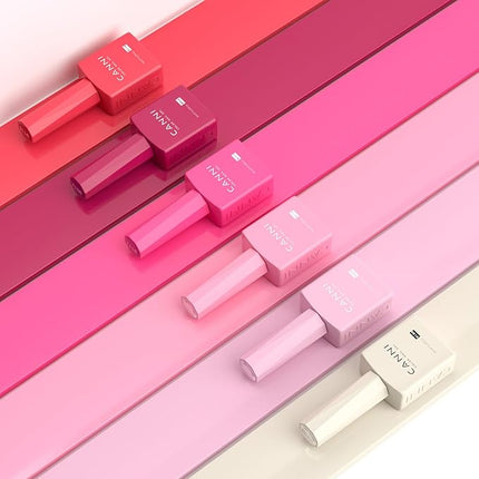 CANNI Pink Gel Nail Polish Set – 6 Colors Hot Light Pink, Magenta – Soak Off UV LED Gel for French Manicure, DIY Nail Art at Home, Long-Lasting Glossy Finish