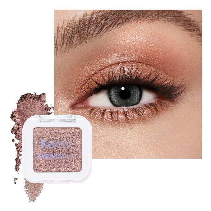Brown Shimmer Single Eyeshadow Makeup Palette, Natural Brown Single Eye Shades, Mini Travel Palette for Women, Everyday Eyeshadows Makeup 21#