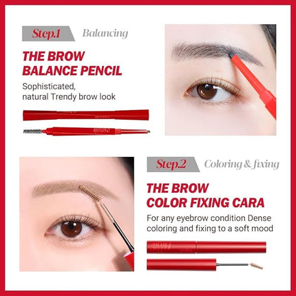 Espoir The Brow Color Fixing Cara #3 Cool Gray | Easy Fixing without Clumping with Skinny Brush, Long-Lasting & Smudge-proof Eyebrow Mascara, Soft Mood Coloring Tinted Gel, Korean Makeup, 0.1 Fl Oz.