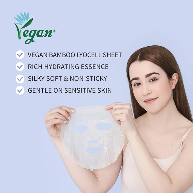 Rejuvenating Retinol Sheet Mask Korean Vegan Wrinkle Lifting, Plumping and Moisturizing Sheet Mask, Retinol, Ceramide, Hyaluronate 10EA