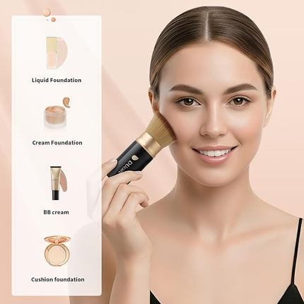 DUcare Retractable Makeup Brush for Foundation Liquid, Cream and Bronzer Kabuki Face Makeup Travel Brushes With Aluminum Handle