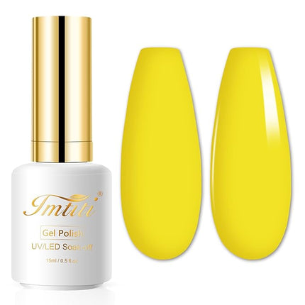 Imtiti Lemon Yellow Gel Nail Polish, 0.5Fl.oz Neon Yellow Color Gel Polish Soak Off UV LED Nail Art Design Manicure Salon DIY at Home 1Pcs