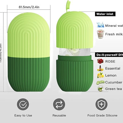 XHJRI Ice Roller Massager for Face, Eyes and Neck - Naturally Condition Skin, De-Puff Eye Bags, Reduce Migraine Pain - Reusable Silicone Ice Mold (Green)