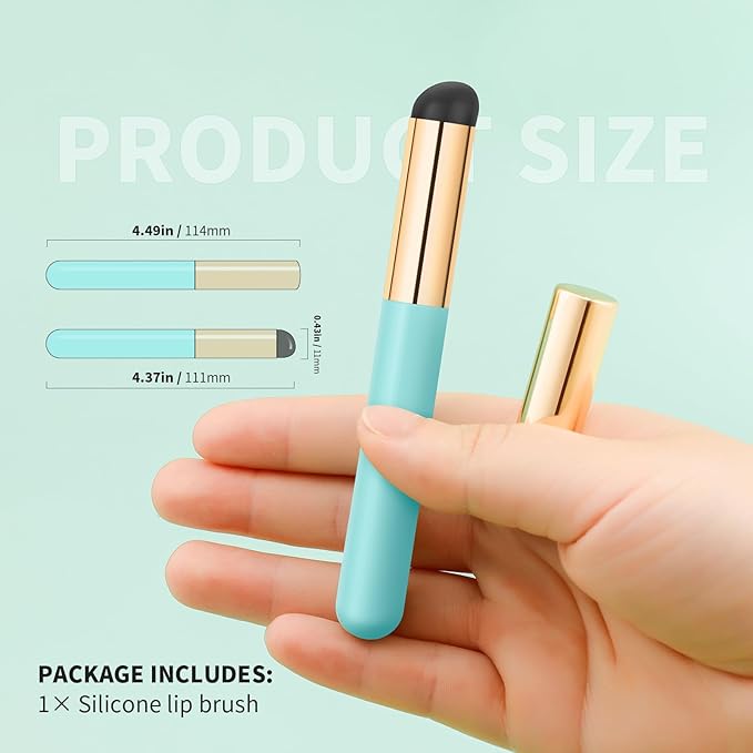 DUcare Fingerlike Silicone Lip Brush | Multi-purpose Makeup Blending Lipstick Brush with Lid (Blue)